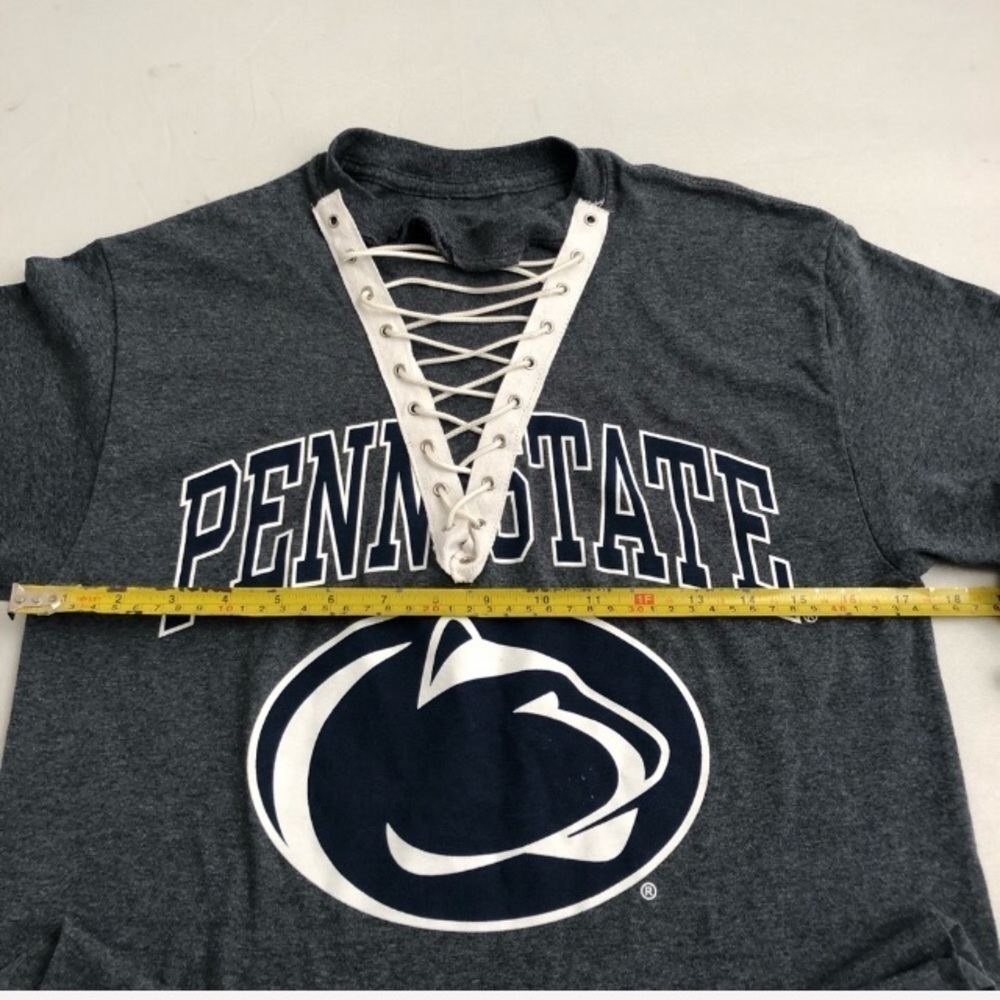 Penn State University Nittany Lions custom blue and white cut lace up t-shirt - Picture 5 of 6